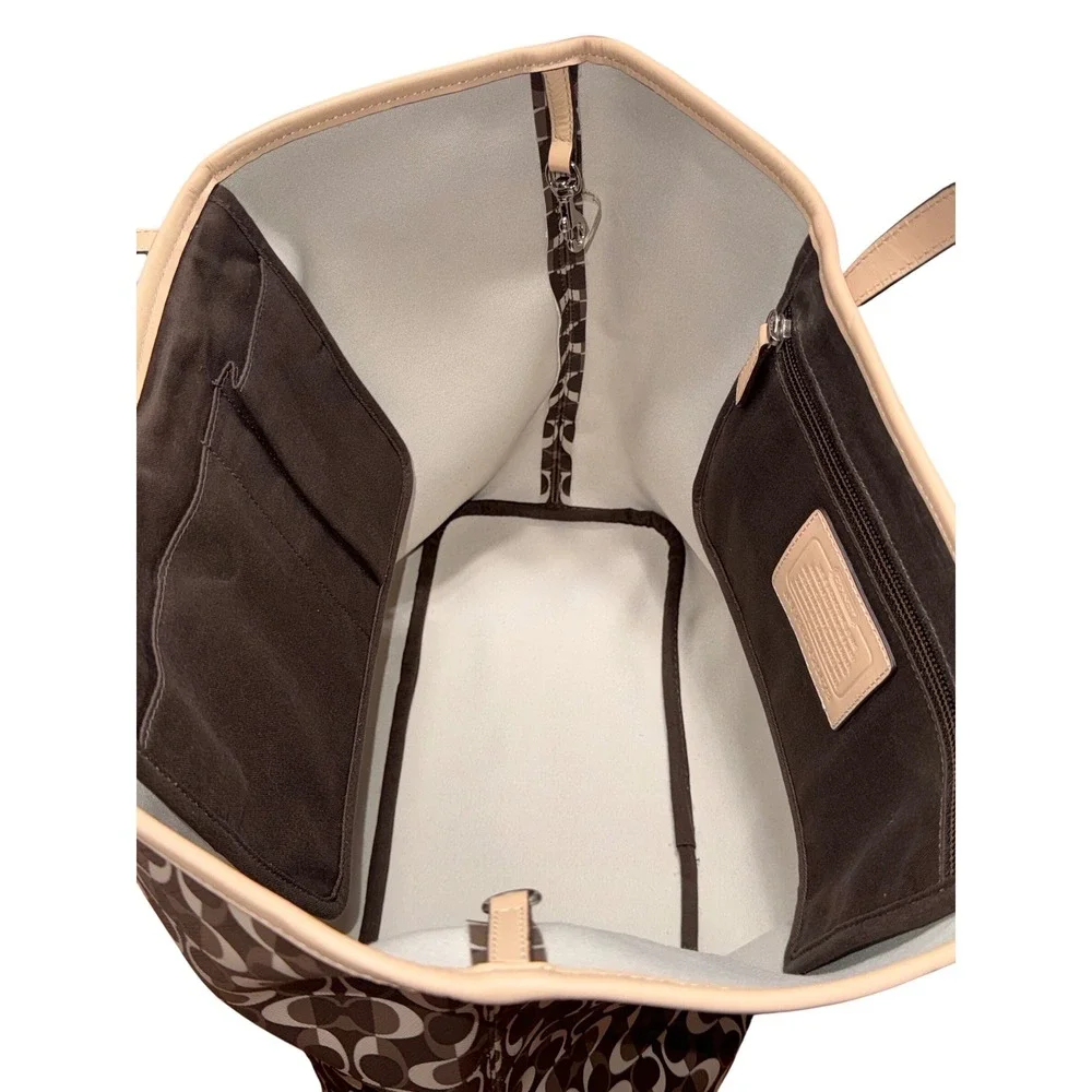 Coach 2013 Park Metro Splt Signature Tote Brown Tan Leather Trim F25673 NWT Read - Picture 7 of 16